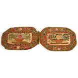 A PAIR OF EARLY VICTORIAN NEEDLEWORK CUSHIONS, 40 X 26CM