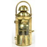 A BRASS HAND LANTERN BY J. RATCLIFF & SONS, 39CM H, EARLY 20TH C, ADAPTED