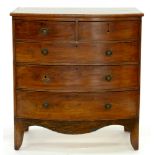 A VICTORIAN MAHOGANY BOW FRONTED CHEST OF DRAWERS, 105CM H; 98 X 50CM