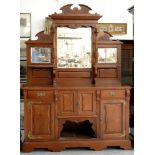 A VICTORIAN STYLE CARVED MAHOGANY MIRROR BACK SIDEBOARD, 220CM H; 153 X 51CM