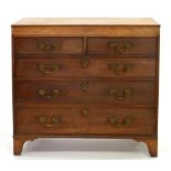 A VICTORIAN MAHOGANY CHEST OF DRAWERS ON BRACKET FEET, 99CM H; 104 X 49CM