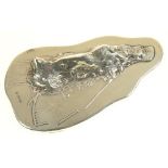 A GEORGE V SILVER PLACE OR MENU HOLDER IN THE FORM OF THE ROCK OF GIBRALTAR, 18 CM W, LOADED,