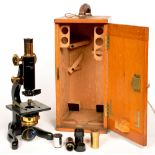 A W. WATSON AND SONS "KIMA" MICROSCOPE AND ACCESSORIES, IN MAKER'S FITTED CASE