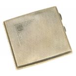 A GEORGE V ENGINE TURNED SILVER CIGARETTE CASE, 9 CM W, BIRMINGHAM 1931, 4OZS 13DWTS++TARNISHED