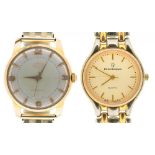 A ENZO GIOMANI GOLD PLATED LADY'S WRISTWATCH, STAINLESS STEEL BRACELET AND A ROAMER GOLD PLATED