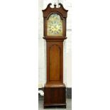 A VICTORIAN OAK EIGHT DAY LONGCASE CLOCK WITH SILVERED AND BRASS DIAL, 204CM H X 48CM W