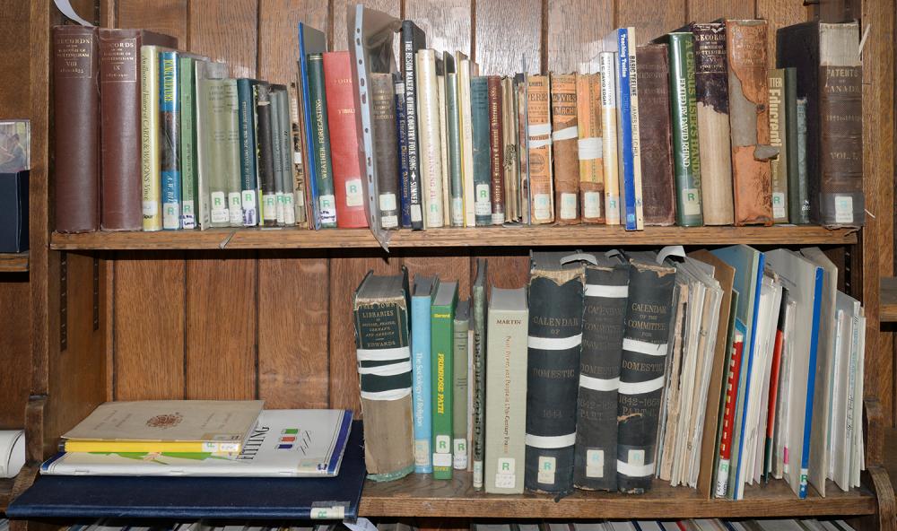 TWO SHELVES OF MISCELLANEOUS BOOKS, INCLUDING HISTORY, ETC