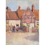 ENGLISH SCHOOL, OLD COTTAGES ABINGDON, INDISTINCTLY SIGNED AND DATED NOVEMBER 1931, WATERCOLOUR,