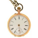 A 14CT GOLD GENTLEMAN'S WATCH, BRASS CUVETTE INSCRIBED 'CHREUPREIS FUR HERVORRAGENDE