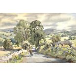 E. CHARLES SIMPSON (YORKSHIRE ARTIST, 1915-2007), COVERDALE FROM HOWDEN BANK, SIGNED, WATERCOLOUR,