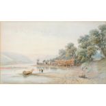 JAMES ELLIOTT, BOAT BUILDING ON THE RIVER GANNEL NEWQUAY, SIGNED ELLIOTT, DATED 76 AND INCISED