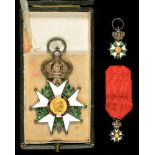 FRANCE. LEGION D'HONNEUR, 1852-1870 AND TWO MINIATURES, IN CONTEMPORARY 19TH C CASE OF LEMOINE