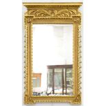 A GEORGE II STYLE GILTWOOD AND COMPOSITION MIRROR, 123 X 70CM