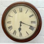 A MAHOGANY WALL CLOCK WITH FUSEE MOVEMENT AND PAINTED DIAL, EARLY 20TH C, 38CM D