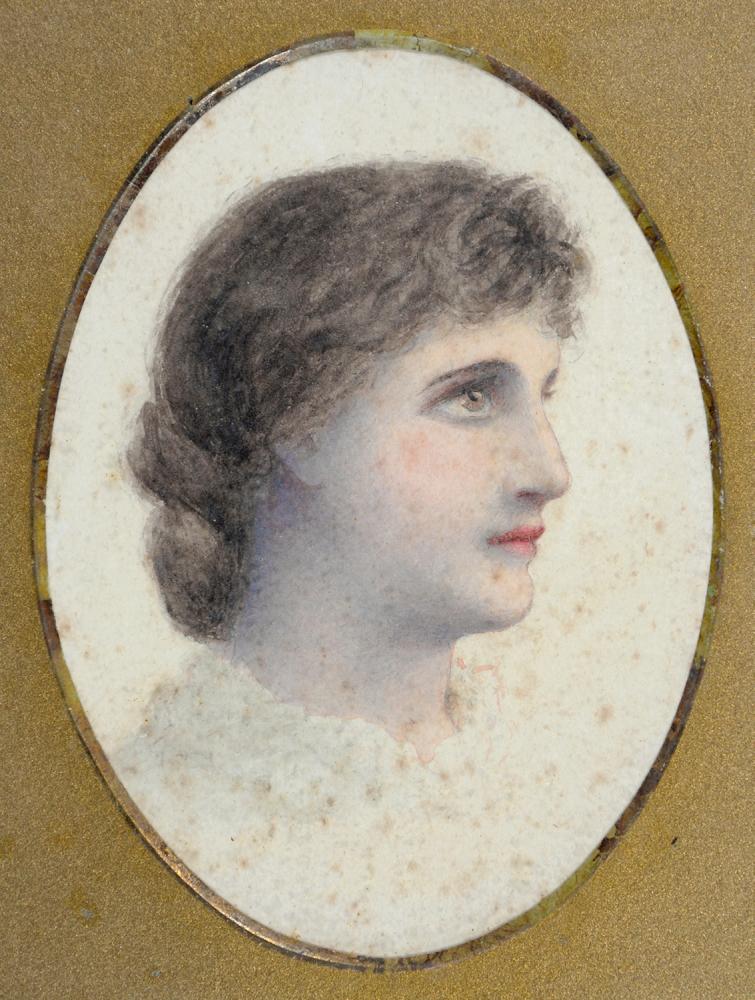 19TH C SCHOOL, TWO PORTRAITS OF LADIES, WATERCOLOUR, OVAL, FRAMED AS A PAIR, 13 X 10CM