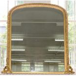 A LATE VICTORIAN GILTWOOD AND COMPOSITION OVERMANTLE MIRROR, 132 X 132CM