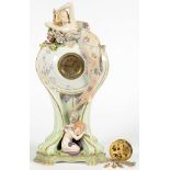 AN AUSTRIAN PORCELAIN ART NOUVEAU MANTEL CLOCK, 40CM H, C1905