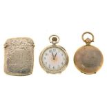 AN EDWARD VII SILVER SOVEREIGN CASE, BIRMINGHAM 1904, A VICTORIAN SILVER VESTA CASE, 4 CM L,