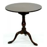 A GEORGE III MAHOGANY TILT TOP TRIPOD TABLE WITH 'BIRDCAGE' ACTION, 68CM D