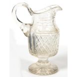 A POST REGENCY CUT GLASS WATER JUG, 25CM H, C1840