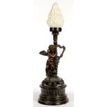 A BRONZED METAL FIGURAL TABLE LAMP, 89CM H