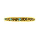 A VICTORIAN TURQUOISE AND PEARL RING, IN 22CT GOLD, 2G, SIZE L½ AND AN ETRUSCAN REVIVAL CORAL DEMI