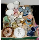 MISCELLANEOUS DECORATIVE CERAMICS, SATSUMA, TEAWARE, DINNER WARE AND STUDIO POTTERY AND A SMALL