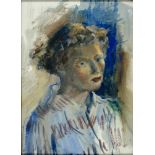 20TH C SCHOOL, PORTRAIT OF A LADY, SIGNED WITH INITIALS D L, WATERCOLOUR, 38 X 27CM