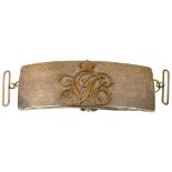 A VICTORIAN SILVER MOUNTED OFFICER'S CROSSBELT POUCH, 19 CM W, LONDON INDISTINCT DATE LETTER,