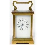 A FRENCH BRASS CARRIAGE TIMEPIECE, 11.5CM H EXCLUDING HANDLE, EARLY 20TH C