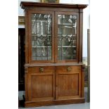 A VICTORIAN MAHOGANY BOOKCASE, THE UPPER PART WITH GLAZED DOORS, 218CM H, 133CM W