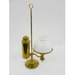 A VICTORIAN BRASS STUDENT'S OIL LAMP, 55CM H