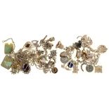 TWO SILVER CHARM BRACELETS, A BLUE JOHN PENDANT IN SILVER AND MISCELLANEOUS COSTUME JEWELLERY++