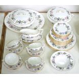 A ROYAL WORCESTER JUNE GARLAND PATTERN DINNER SERVICE, PRINTED MARK, ONE VEGETABLE DISH LACKING