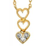 A DIAMOND HEART PENDANT, IN GOLD MARKED 750 ON AN 18CT GOLD CHAIN, 3G++IN GOOD CONDITION