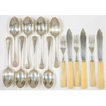 MISCELLANEOUS SILVER FLATWARE, VICTORIAN AND LATER, 13OZS 12DWTS WEIGHABLE (14)++GOOD CONDITION