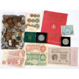 MISCELLANEOUS UNITED KINGDOM PRE-DECIMAL AND FOREIGN COINS AND BANKNOTES