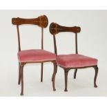 TWO EDWARDIAN INLAID MAHOGANY SALON CHAIRS