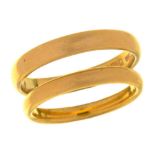 TWO 22CT GOLD WEDDING RINGS, BIRMINGHAM 1929 AND 1933, 10.5G, SIZES 0½ AND U++LIGHT WEAR