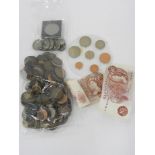 MISCELLANEOUS UNITED KINGDOM AND FOREIGN COINS, INCLUDING SILVER AND SEVERAL BANKNOTES