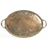 AN EPNS TEA TRAY, 66 CM W++TARNISHED