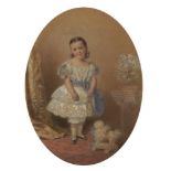 SYDNEY OR SIDNEY F BUCK (FL 1849-1858), PORTRAIT OF A YOUNG GIRL WITH A TOY DOG, signed and dated