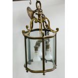 A GEORGE III STYLE BRASS HALL LANTERN, 20TH C, 54CM H