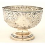 A VICTORIAN SILVER ROSE BOWL, 12 CM H, CHESTER 1897, 9OZS 18DWTS++APPARENT THINNING OF SILVER AROUND