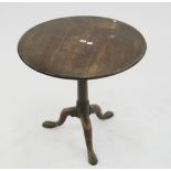 A GEORGE III MAHOGANY TRIPOD TABLE WITH TILT TOP BIRD CAGE ACTION, 72CM H X 76CM D
