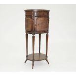 A FRENCH CARVED OAK MARBLE TOPPED POT CUPBOARD IN LOUIS XVI STYLE, 81CM H