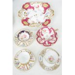 FOUR RIDGWAY AND OTHER CONTEMPORARY ENGLISH PORCELAIN TEA OR COFFEE CUPS AND FOUR SAUCERS, SEVERAL