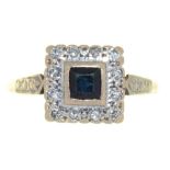 A SAPPHIRE AND DIAMOND RING, IN GOLD MARKED 18CT, 5G, SIZE P++LIGHT WEAR CONSISTENT WITH AGE