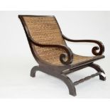 A SOUTH EAST ASIAN HARDWOOD AND RATTAN PLANTER'S CHAIR, 69CM W