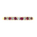 A RUBY AND DIAMOND RING IN 18CT GOLD, 2G, SIZE P++IN GOOD CONDITION